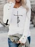 Letter Crew Neck Regular Fit Casual Long Sleeve Top