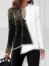 Party V Neck Color Block Loosen Long Sleeve Top