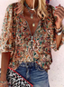 V Neck Loosen Paisley Boho T-shirt