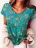 Crew Neck Regular Fit Floral Cotton Blends T-shirt