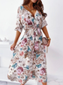 Floral V Neck Sweet Dress