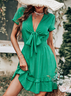 Regular Fit Plain V Neck Dress