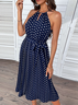 Crew Neck Vacation Geometric Summer Dress