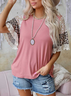 Leopard Casual Loosen Cotton Blends Frill Sleeve Shirt & Blouses