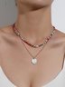 Colorful Beaded Heart Shell Necklace