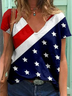 Casual Star V Neck T-shirt