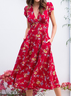 Floral Deep V Casual Cotton Blends Summer Dress