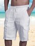Plain Cotton And Linen Shorts