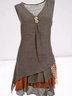 Regular Fit V Neck Vintage Cotton Casual Dress