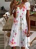 Floral Casual Loosen V Neck Dress