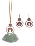 3Pc Retro Style Holiday Leisure Geometric Hollow Tassel Earrings Necklace Set