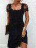Regular Fit Plain Lace Square Neck Dress