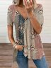 Casual V Neck Floral Raglan Sleeve Jersey Shirt & Blouses