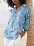 V Neck Casual Cotton Blends Tribal Shirt & Blouses