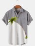 Short Sleeve Shirt Collar Coconut Tree Shirt ＆ Blouse