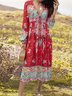 Tribal Loosen Cotton Boho Floral Dress