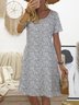 Geometric Crew Neck Casual Loosen Floral Dress