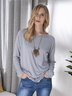 Casual Jersey Solid Loosen Round Neck Shirt & Blouses